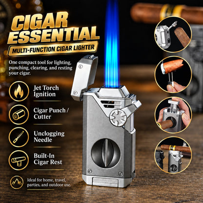 💯 Multifunctional Quad-Flame Lighter – Windproof & Refillable Butane Lighter
