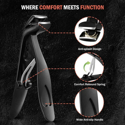 ✂️ Ergonomic Wide-Jaw Toenail Clipper with Anti-Splash Catcher for Thick Nails 🛡️