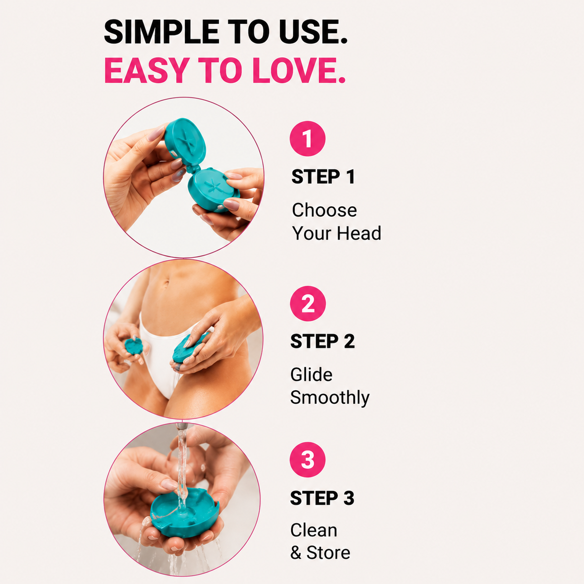 3-in-1 Women’s Hair Remover | Gentle Full Body Razor for Underarms, Bikini Area & Sensitive Skin