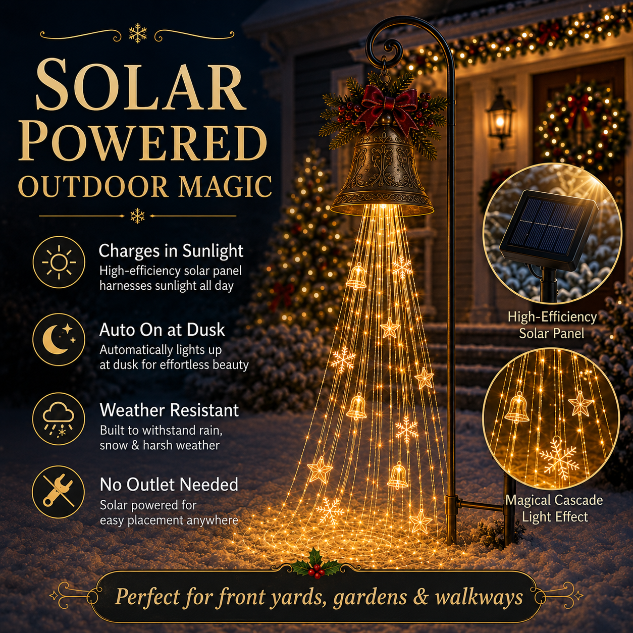 🔥 50% OFF 🎄 Christmas Bell Cascade Solar Yard Light✨