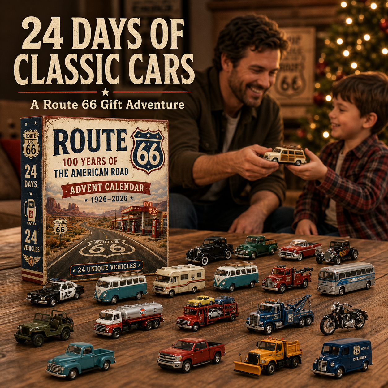 🎄 50% OFF 24-Day Classic Car Advent Calendar 🚗 24 Mini Vehicles to Collect