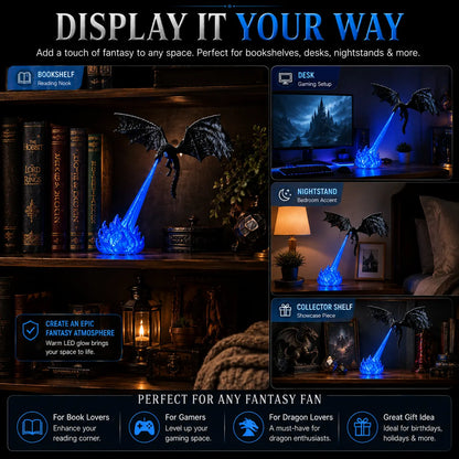 🐉 50% OFF Fire-Breathing Dragon Book Nook Light – Floating Fantasy Shelf Display
