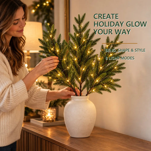 Lighted Norfolk Pine Branches – DIY Holiday Greenery Set