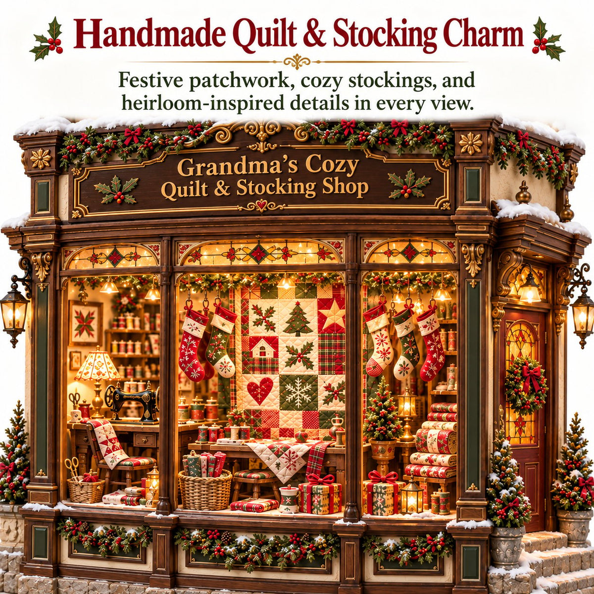 🎄✨ Grandma’s Cozy Quilt Shop– DIY Light-Up Christmas Miniature | Build Your Own Holiday Magic ❤️