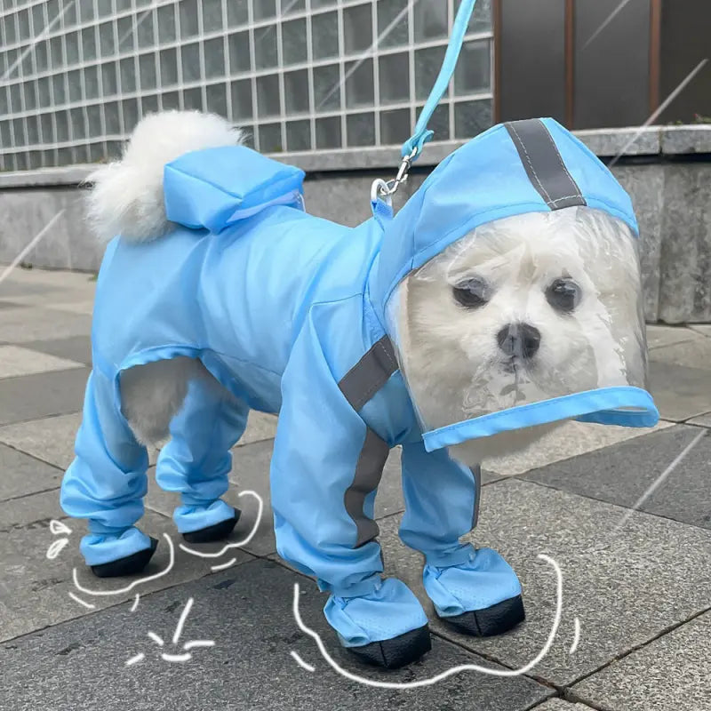 🐶Waterproof 4-Leg Dog Raincoat with Hood & Attached Boots