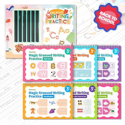 🔥 50% OFF ✏️ 6-in-1 Reusable Grooved Handwriting Workbook Set
