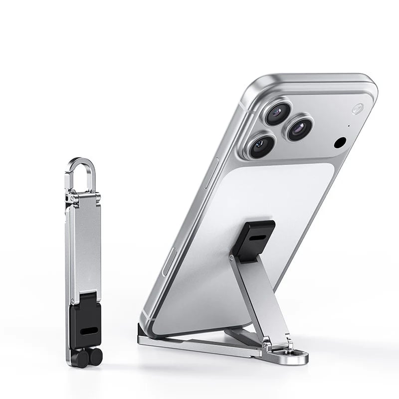💯🔥HOT SALE 50% OFF🎁📱 Ultra-Compact Foldable Aviation Aluminum Keychain Phone Stand with Carabiner Clip ⚡