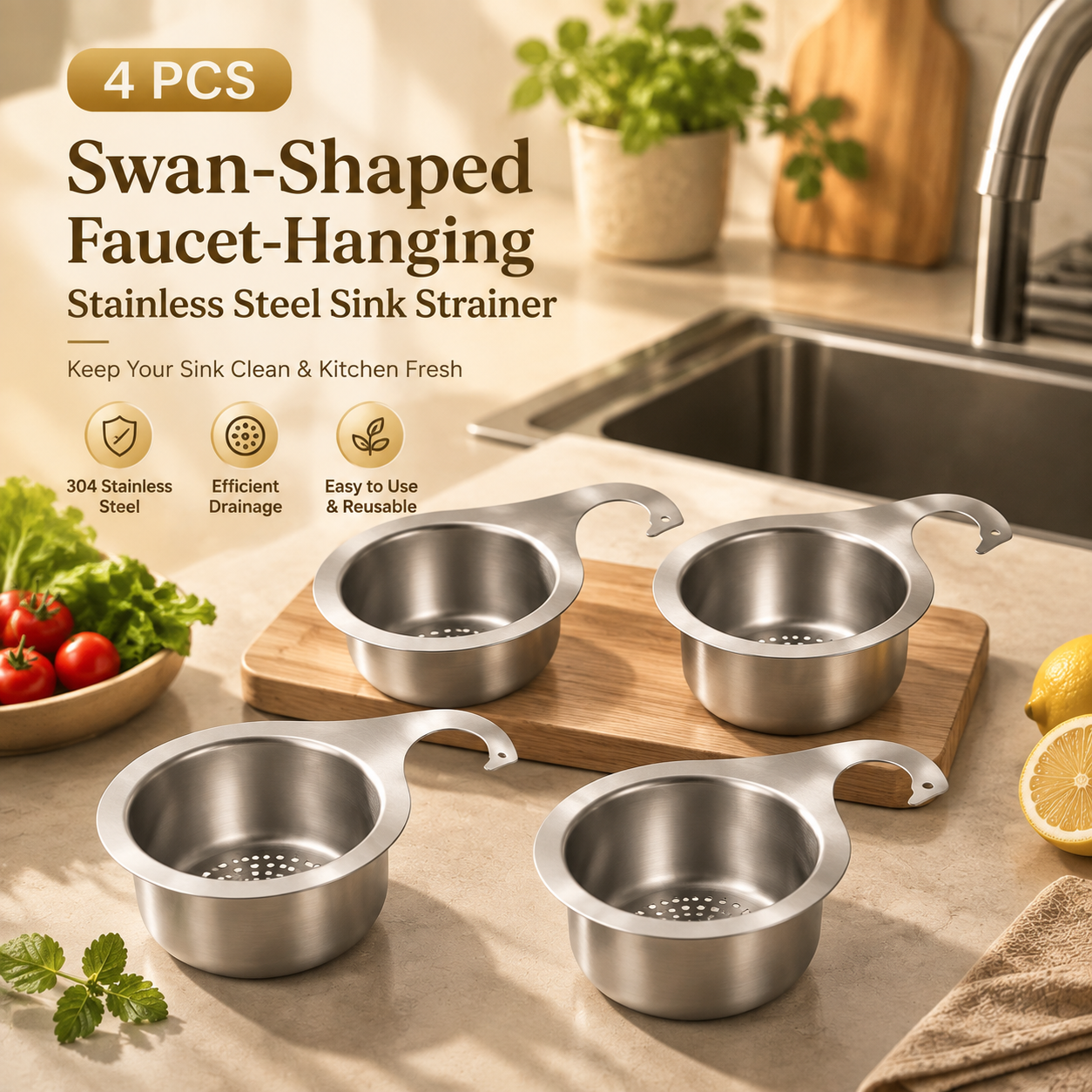 ✨ Limited Time 50% OFF! No-Touch Sink Strainer Basket – Say Goodbye To Messy Food Scraps