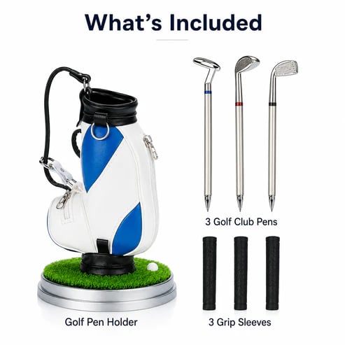 ⛳Bring the Fairway to Your Desk — Golf Pen Holder + 3-Pen Set