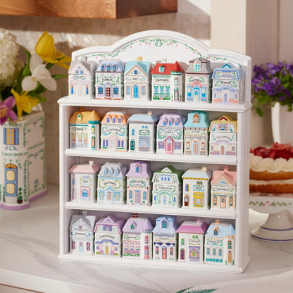 🏡 Storybook Spice Village – 24-Piece Decorative Spice Jar Set