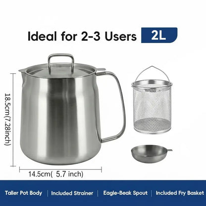304 Stainless Steel Deep Fryer Pot Set - Durable, Compact Household Kitchen Supplies 🥘