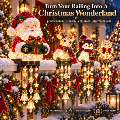 💯🎄 Christmas Porch Railing Lights – 4 Festive Character Designs