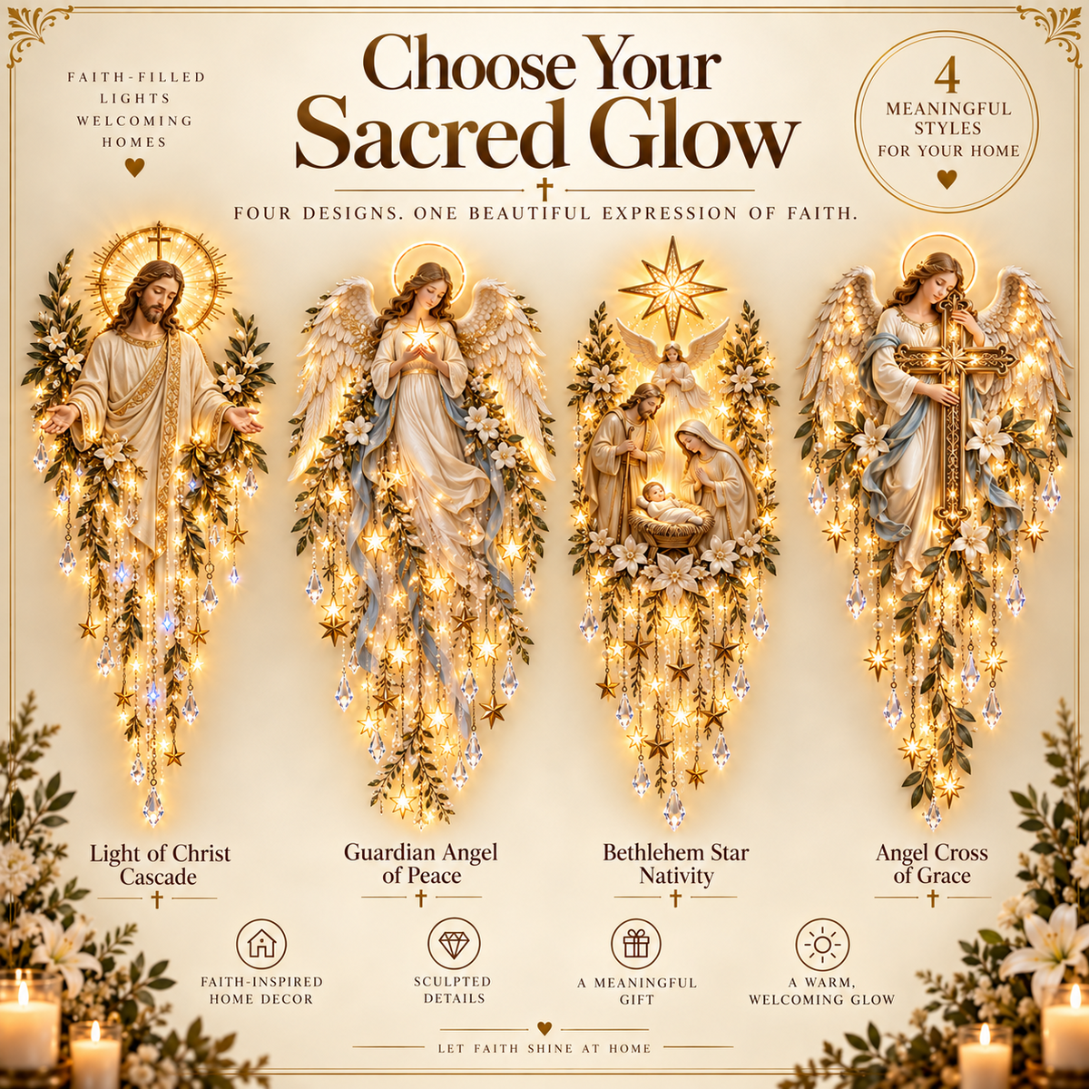 ✝️Sacred Glow – Jesus, Angel & Nativity Lighted Wall Décor
