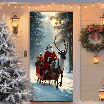 🎅 🚪Santa & Reindeer Christmas Door Cover