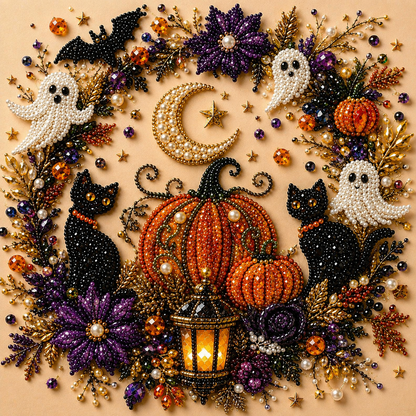 Halloween Ghost Diamond Painting Kit – Pumpkin Cat DIY Home Decor