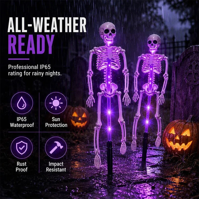 🎃 LIMITED TIME 50% OFF 🦴 Halloween Skeleton Solar Lights ✨ Create A Spooky Glow For Your Yard Tonight