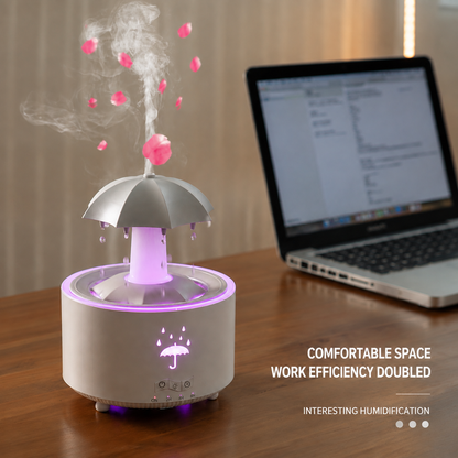 7-Color Rain Drop Aroma Diffuser | Rotating Mist Humidifier with LED Mood Light for Home & Office