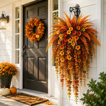 🔥 50% OFF 🍂 UV-Resistant Hanging Autumn Boston Fern – Lush, Realistic & Made for Outdoors