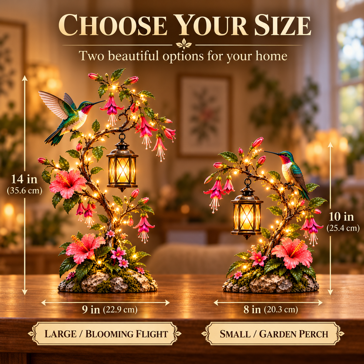 ⏰Limited Stock 50% OFF - 🌺 Hummingbird Garden Lantern Light | Lighted Floral Table Decor