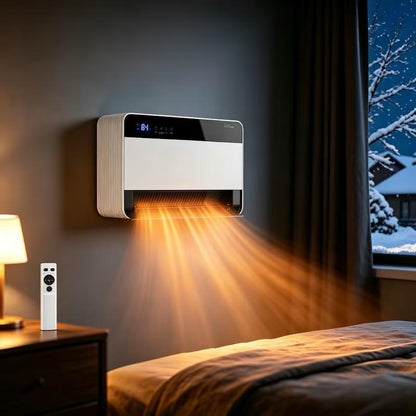 🔥 1500W Wall-Mounted Electric Heater 🏠 60° Swing & Remote Control