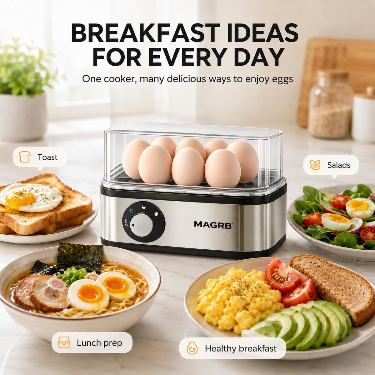 🥚 8-Egg Electric Cooker – 3-in-1 Egg Boiler, Poacher & Omelet Maker 🍳✨