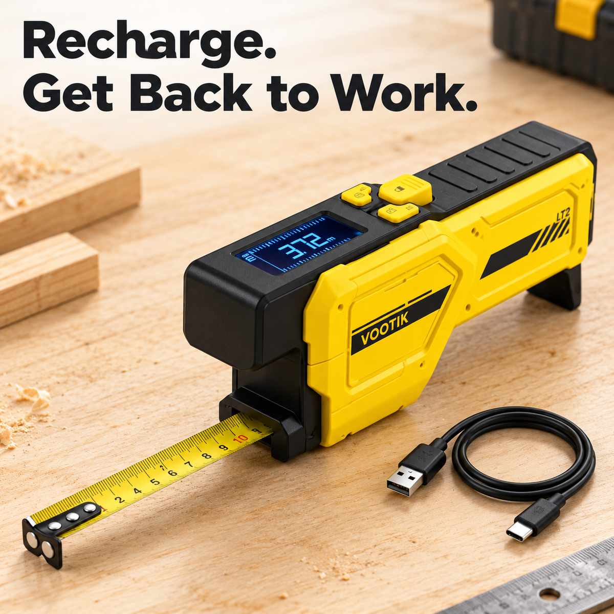🔥 VOOTIK 3-in-1 Digital Tape Measure – Laser Alignment & Magnetic Design