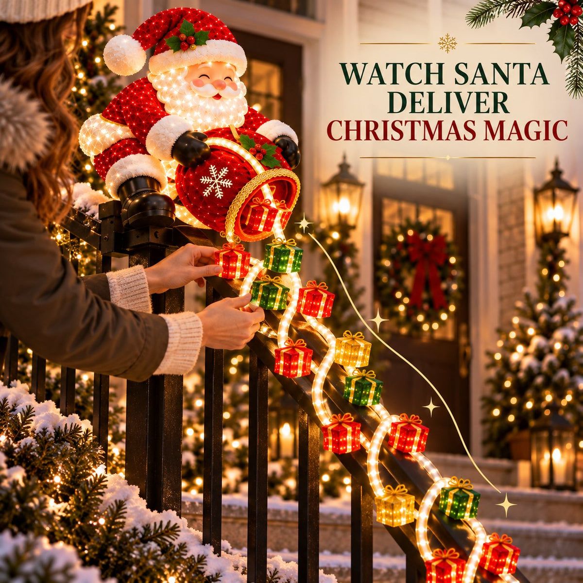 🔥🎅 Santa’s Giftfall Magic™ Cascade Railing Light