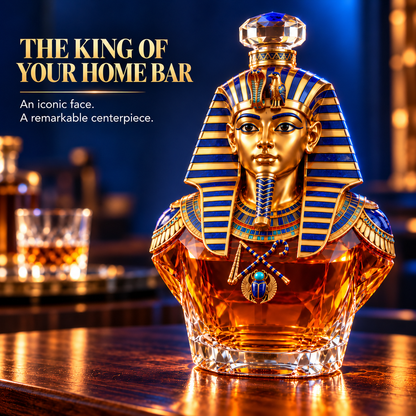 👑 Tutankhamun’s Legacy Whiskey Decanter — Blue & Gold Limited Custom Edition