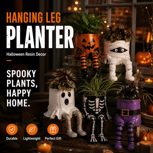 💀🎃Halloween Whimsical Hanging Leg Planter Hand-Painted Resin Succulent Pot💐(📦Buy 2 Free Shipping)