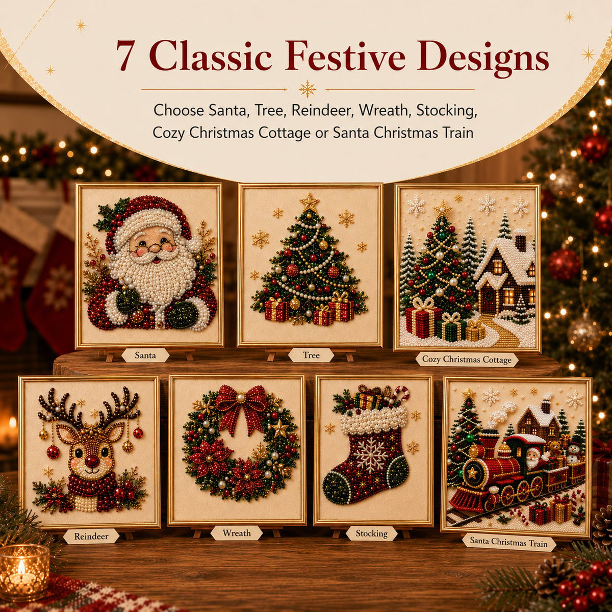 ✨ 3D Christmas Shimmering Pearl Art Diamond Painting DIY Craft Kit 🎄