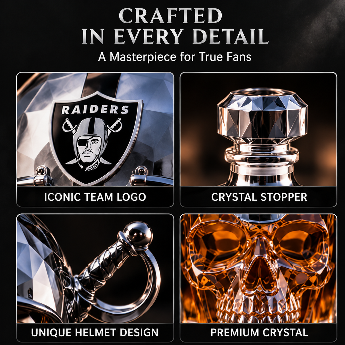 💀 Football Skull Decanter 🏈 750mL Game-Day Home Bar Display