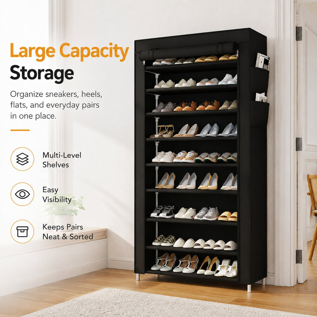 👟 Home Organization Sale 50% OFF — Large Capacity Shoe Storage Cabinet | Multi-Level Entryway Shoe Organizer With Dust Cover