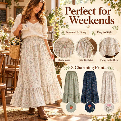 🌸 Boho Floral Maxi Skirt – One Size