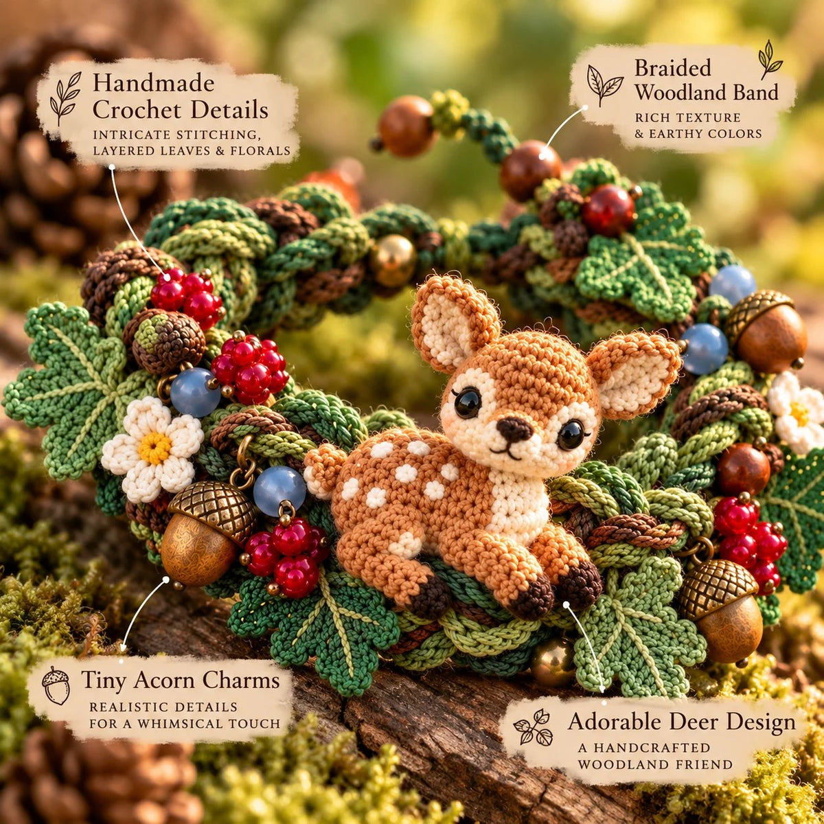 🔥Last Day 49% OFF - 🌿🧶 Woodland Wrist Friends™ – Handmade Crochet Animal Bracelet Collection