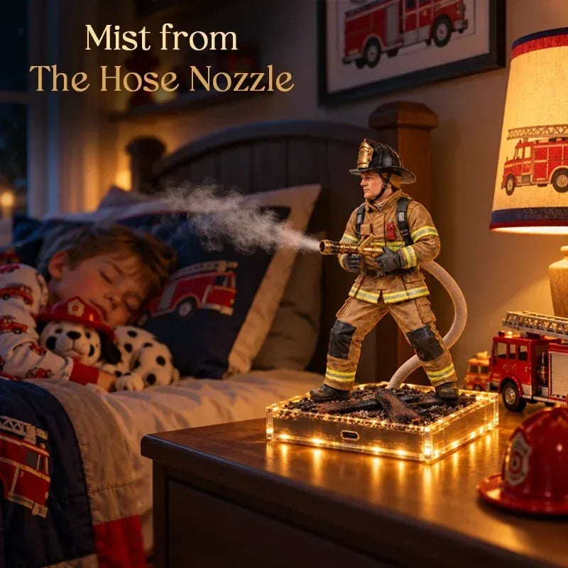 🚒 Firefighter Humidifier – Realistic Fire Hose Mist & Warm LED Light 💨✨