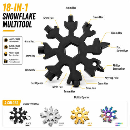 🔥 50% OFF 4 Pack-18-in-1 Snowflake Multi-Tool 🔧 Pocket Wrench, Screwdriver & Opener