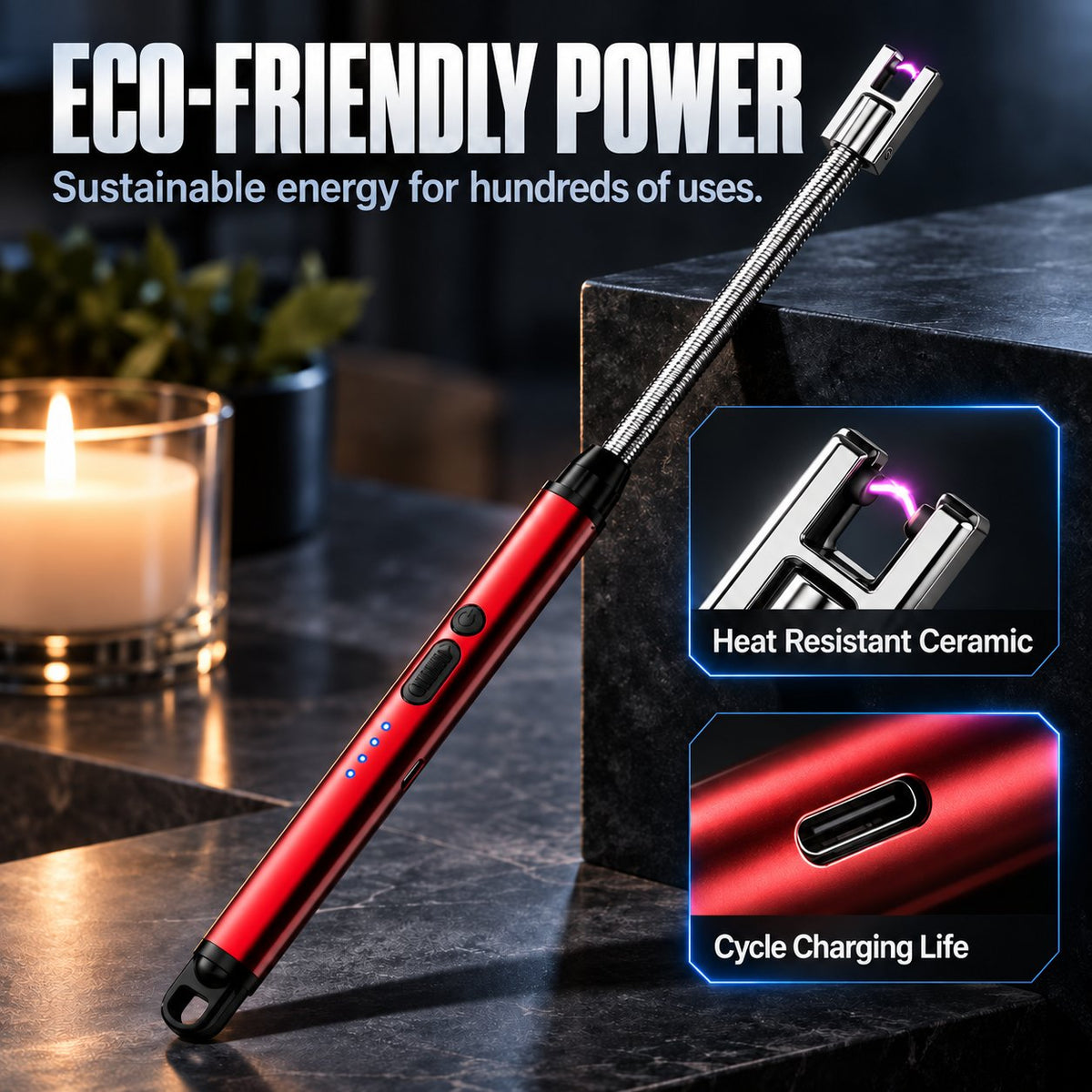 🔥Universal 360-Degree Flexible Pulse Arc Lighter with LED Battery Indicator and Windproof Design