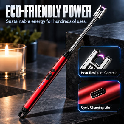 🔥Universal 360-Degree Flexible Pulse Arc Lighter with LED Battery Indicator and Windproof Design