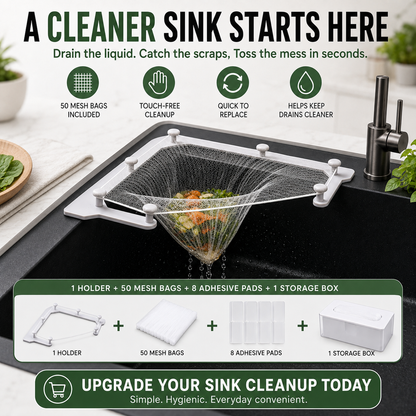 🔥 50% OFF Upgraded Sink Drain Rack ✨ 50 Filter Bags Included For Easy Cleanup