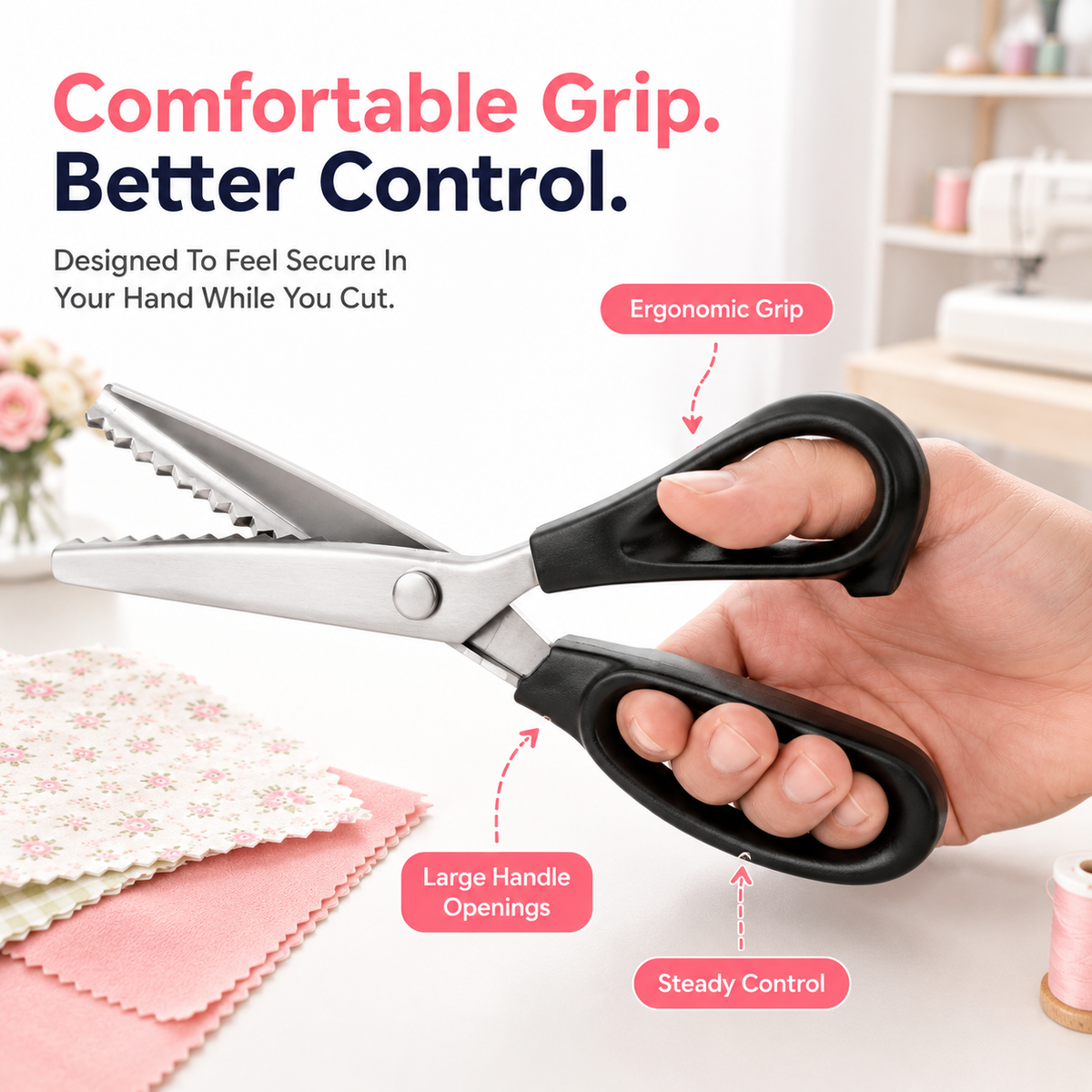 ✂️ 49% OFF 9.1" Pinking Shears 🧵 Stainless Steel Zigzag Fabric Scissors