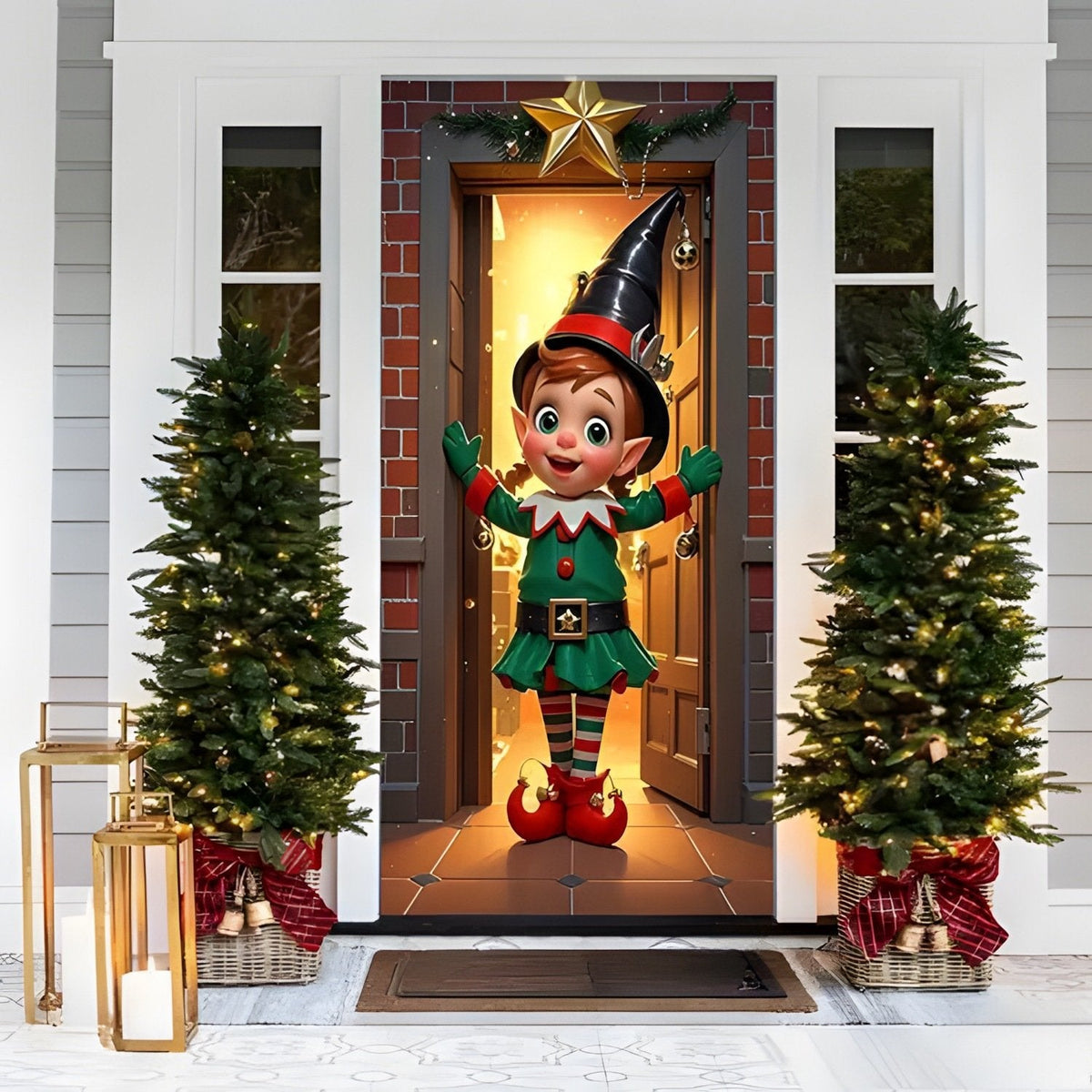 🎅 🚪Santa & Reindeer Christmas Door Cover