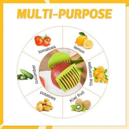 🍅 49% OFF Vegetable Slicing Guide 🔪 8-Slot Kitchen Cutting Tool & Food Tongs