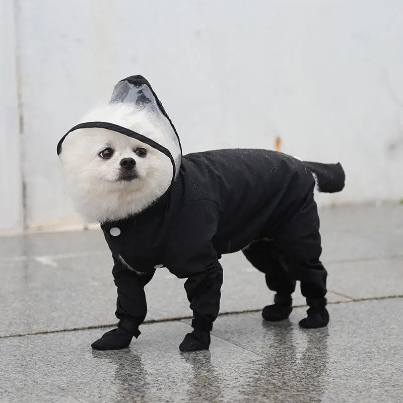 🐶Waterproof 4-Leg Dog Raincoat with Hood & Attached Boots