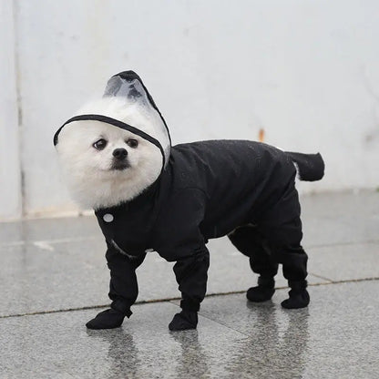 🐶Waterproof 4-Leg Dog Raincoat with Hood & Attached Boots