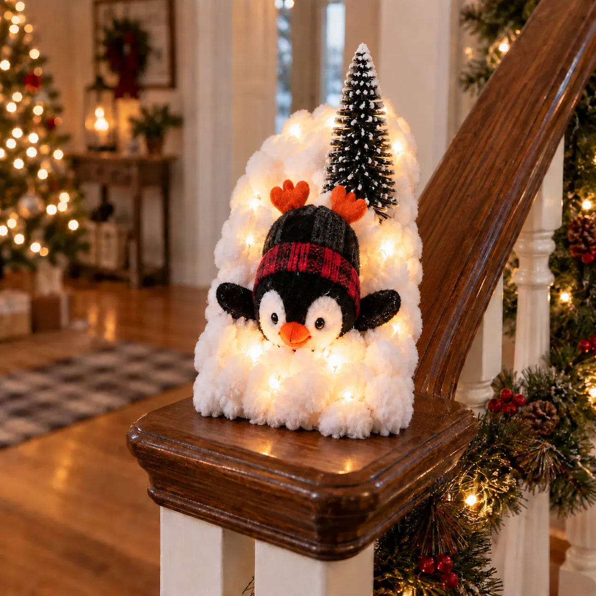 🎁 Christmas Best Seller – Adorable Lighted Penguin Staircase Decor 50% OFF 🐧💡