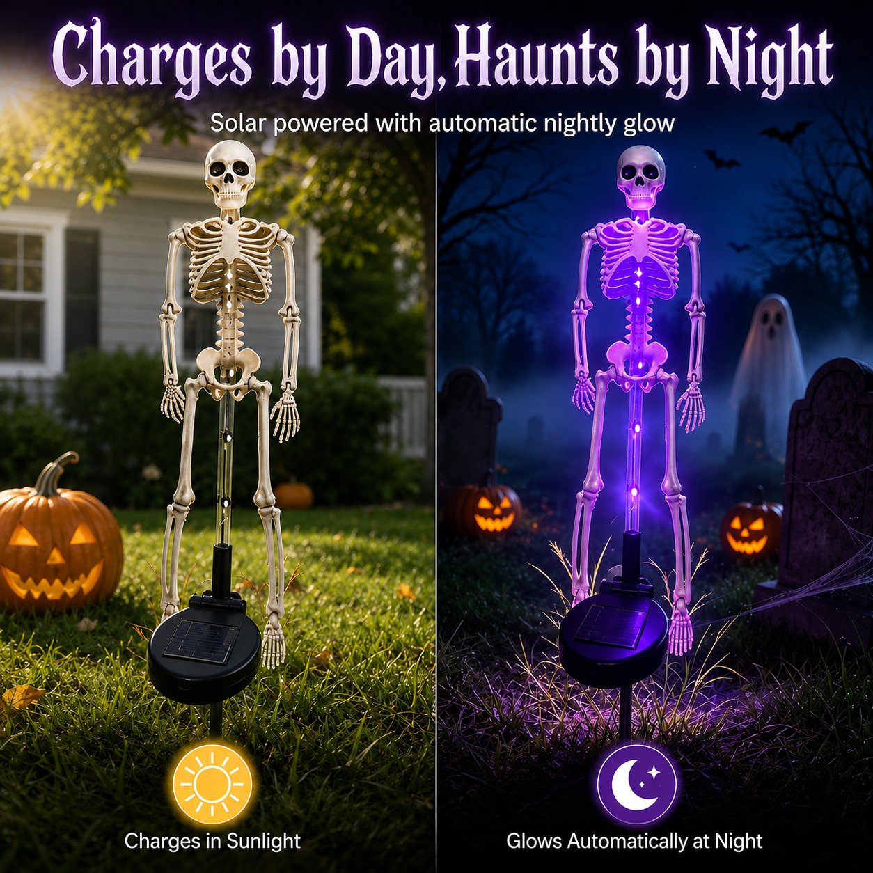💀 Solar Skeleton Yard Stake – Halloween Outdoor Decor