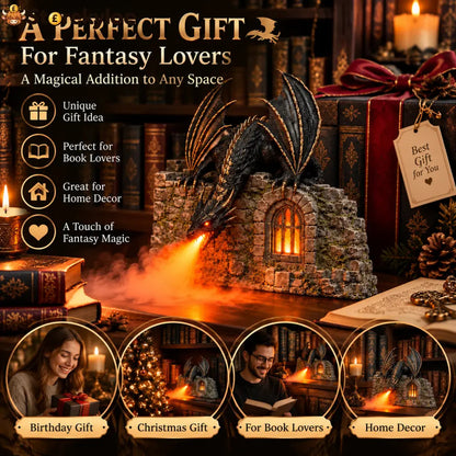🐉 Dragon Flame Mist Humidifier with Glowing Castle Fantasy Decor
