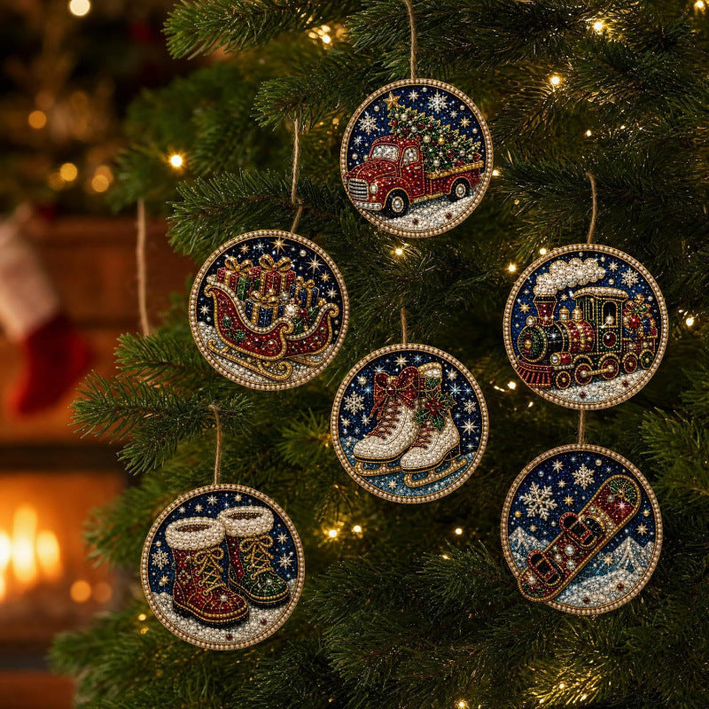 🎄 50% OFF 6-Piece DIY Diamond Art Christmas Ornament Kit