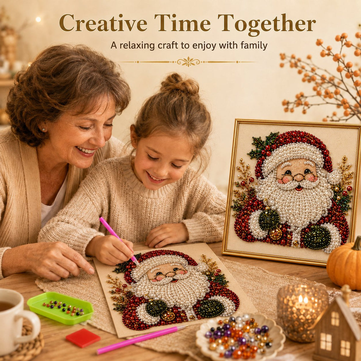 ✨ 3D Christmas Shimmering Pearl Art Diamond Painting DIY Craft Kit 🎄