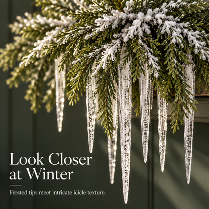 Snow-Frosted Cedar & Icicle Hanging Accent